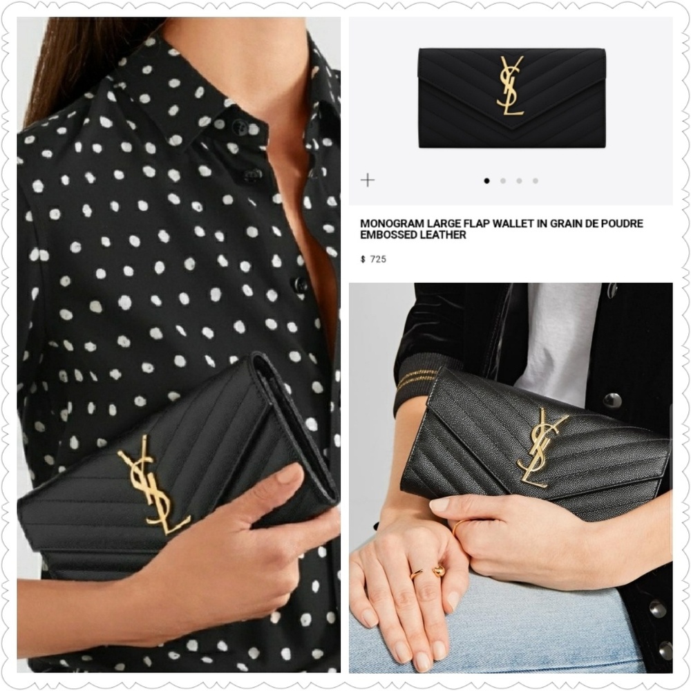 Saint Laurent Monogram LARGE Leather Flap Wallet♥️